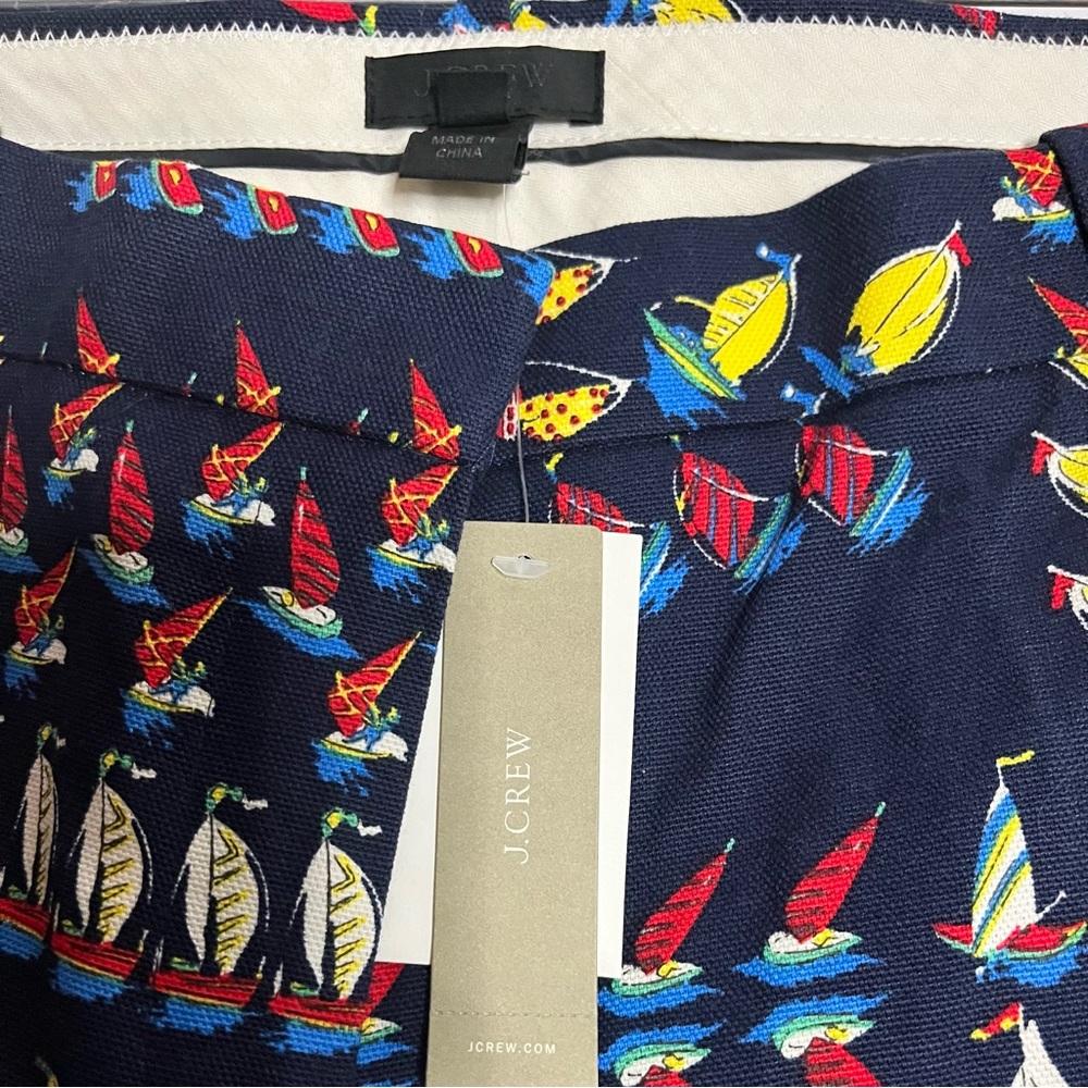 J. Crew Collection Navy Sailboat Print Cropped Pants